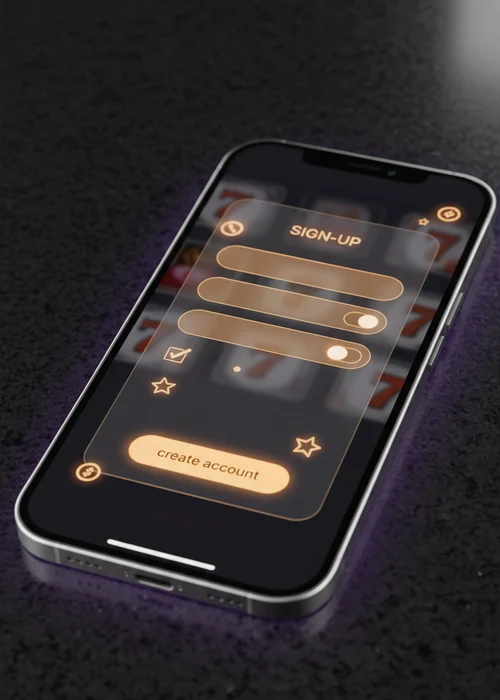 Admirsl Casino registration form interface showing email, password, and country selection fields for players.